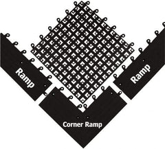 Wearwell - 15" Long x 6" Wide x 7/8" Thick, Anti-Fatigue Modular Matting Outside Corner - Male, 2 Interlocking Sides, Black, For Dry & Wet Areas, Series 560 - All Tool & Supply