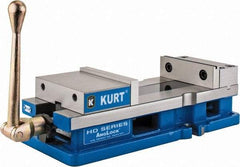 Kurt - 6" Jaw Width, 9-1/16" Jaw Opening Capacity, Horizontal Stationary Machine Vise - Manual Operation, 5,250 Lb Capacity, 1 Station, 18.32" Long x 4.86" High x 1-31/64" Deep, 1.735" Jaw Height, 5,250 Lb Max Clamp Force - All Tool & Supply