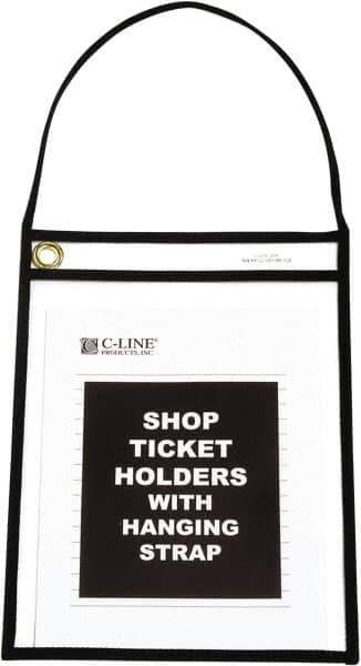 C-LINE - 15 Piece Clear Hanging Strap Stitched Shop Ticket Holder - 12" High x 9" Wide - All Tool & Supply