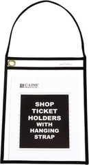 C-LINE - 15 Piece Clear Hanging Strap Stitched Shop Ticket Holder - 12" High x 9" Wide - All Tool & Supply