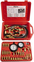 Proto - 2' Hose Length, 0 to 145 psi, Mechanical Automotive Fuel Injection Tester - 1 Lb Graduation - All Tool & Supply