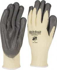 PRO-SAFE - Size 2XL (11), ANSI Cut Lvl 4, Puncture Lvl 2, Abrasion Lvl 3, Polyurethane Coated ATA Cut & Puncture Resistant Gloves - 10" Long, Palm & Fingertips Coated, ATA Lining, Knit Wrist, Yellow/Gray, Paired - All Tool & Supply