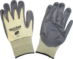 PRO-SAFE - Size XL (10), ANSI Cut Lvl 4, Puncture Lvl 2, Abrasion Lvl 3, Polyurethane Coated ATA Cut & Puncture Resistant Gloves - 9.75" Long, Palm & Fingertips Coated, ATA Lining, Knit Wrist, Yellow/Gray, Paired - All Tool & Supply