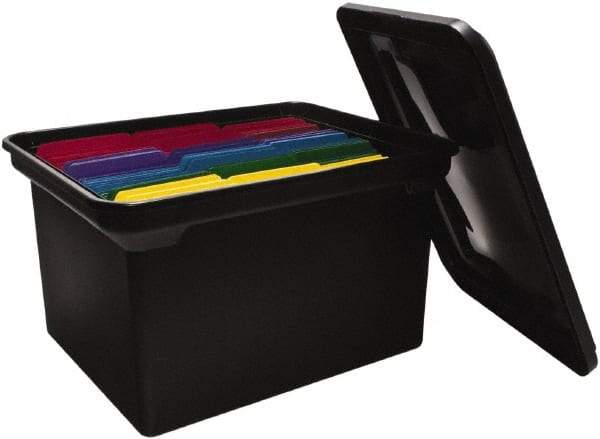 ADVANTUS - 1 Compartment, 14-1/8 Inch Wide x 18 Inch Deep x 10-3/4 Inch High, Portable File Box - Plastic, Black - All Tool & Supply