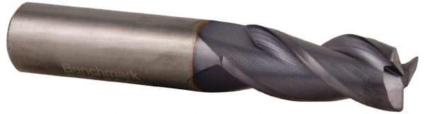 Accupro - 9/32", 3 Flute, Single End, Solid Carbide, 0.02" Corner Radius End Mill - 2-1/2" OAL, 35° Helix, Right Hand Flute, 13/16" LOC, Right Hand Cut - All Tool & Supply