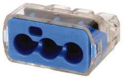 Ideal - 3 Port, 14 to 10 AWG Compatible, Push-In Wire Connector - 0.78" OAL x 0.086" OAW x 0.45" OAH, Blue - All Tool & Supply