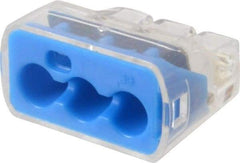 Ideal - 3 Port, 14 to 10 AWG Compatible, Push-In Wire Connector - 0.78" OAL x 0.086" OAW x 0.45" OAH, Blue - All Tool & Supply