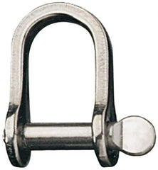 Ronstan - 1/4" Nominal Chain Size, 1.5 Ton Stainless Steel Screw D Shackle - 1/4" Diam, 1/4" Pin Diam, 9/16" High Inside Jaw, 9/16" Inside Width, 3/4" Max Body Thickness - All Tool & Supply