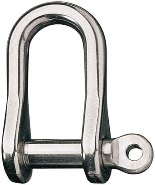 Ronstan - 1/2" Nominal Chain Size, 8.25 Ton Stainless Steel Screw D Shackle - 1/2" Diam, 1/2" Pin Diam, 1-5/8" High Inside Jaw, 3/4" Inside Width, 7/8" Max Body Thickness - All Tool & Supply