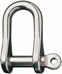 Ronstan - 3/8" Nominal Chain Size, 4 Ton Stainless Steel Screw D Shackle - 3/8" Diam, 3/8" Pin Diam, 1-1/2" High Inside Jaw, 21/32" Inside Width, 7/8" Max Body Thickness - All Tool & Supply