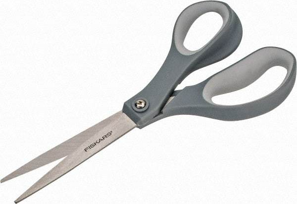 Fiskars - 3-7/64" LOC, 8-1/2" OAL Stainless Steel Scissors - Right Hand, Plastic Straight Handle, For Crafts - All Tool & Supply