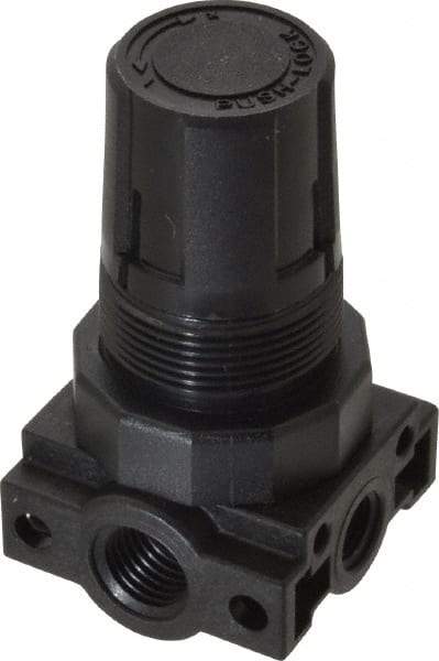 Parker - 1/4 NPT Port, Plastic Miniature Regulator - 0 to 25 psi Range, 150 Max psi Supply Pressure, 1/8" Gauge Port Thread, 1.6" Wide x 3.1" High - All Tool & Supply