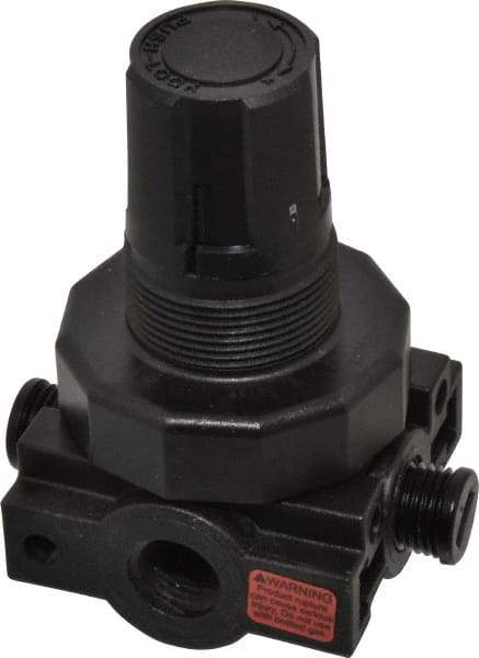 Parker - 1/4 NPT Port, Plastic Miniature Regulator - 0 to 25 psi Range, 150 Max psi Supply Pressure, 1/4" Gauge Port Thread, 2.06" Wide x 3.43" High - All Tool & Supply