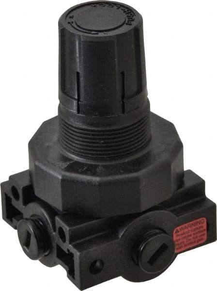 Parker - 1/4 NPT Port, Plastic Miniature Regulator - 0 to 125 psi Range, 150 Max psi Supply Pressure, 1/4" Gauge Port Thread, 2.06" Wide x 3.43" High - All Tool & Supply