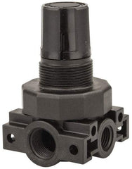 Parker - 3/8 NPT Port, Plastic Miniature Regulator - 0 to 125 psi Range, 150 Max psi Supply Pressure, 1/4" Gauge Port Thread, 2.06" Wide x 3.43" High - All Tool & Supply