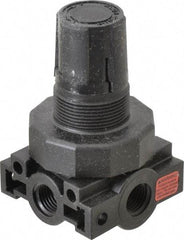 Parker - 1/4 NPT Port, Plastic Miniature Regulator - 0 to 60 psi Range, 150 Max psi Supply Pressure, 1/4" Gauge Port Thread, 2.06" Wide x 3.43" High - All Tool & Supply