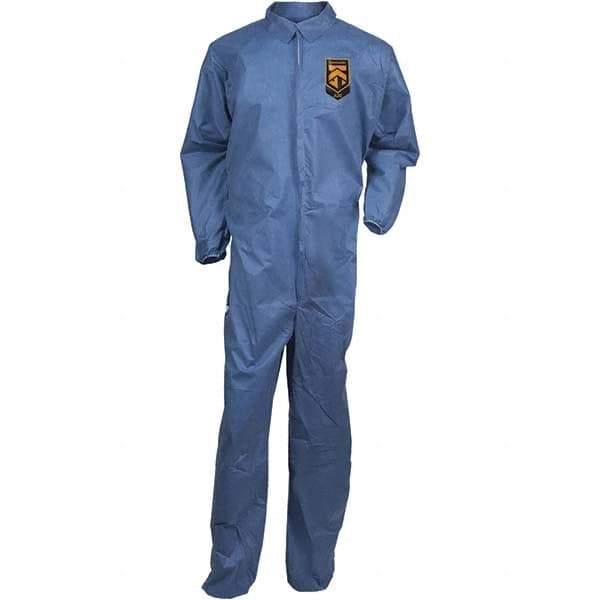 KleenGuard - Size M SMS General Purpose Coveralls - Blue, Zipper Closure, Elastic Cuffs, Elastic Ankles, Seamless - All Tool & Supply