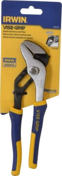 Irwin - 8" OAL, 1-1/4" Jaw Length, Groove Joint Pliers - Smooth Jaw, Smooth Head, ProTouch Handles - All Tool & Supply