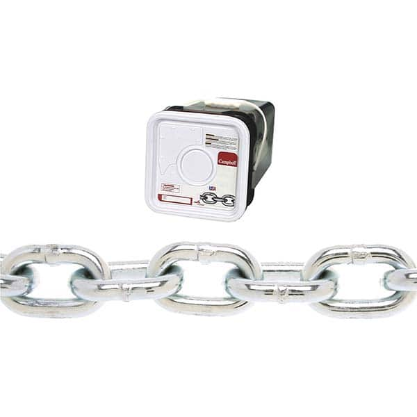 Campbell - Welded Chain; Chain Grade: 30 ; Trade Size: 3/16 ; Load Capacity (Lb.): 800 ; Finish/Coating: Galvanized ; Type: Proofcoil ; Length (Feet): 150 - Exact Industrial Supply