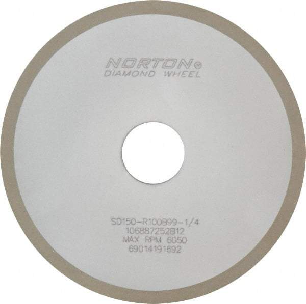 Norton - 6" Diam x 1-1/4" Hole x 1/4" Thick, 150 Grit Surface Grinding Wheel - Diamond, Type 1A1, Very Fine Grade, Resinoid Bond - All Tool & Supply