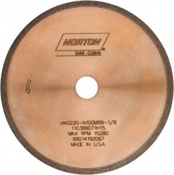 Norton - 4" Diam x 1/2" Hole, 220 Grit Surface Grinding Wheel - Diamond, Type 1A1R, Fine Grade - All Tool & Supply