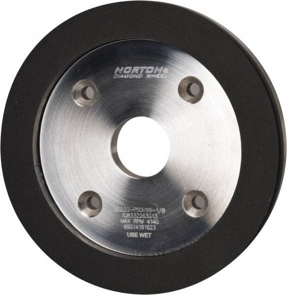 Norton - 6" Diam, 1-1/4" Hole Size, 3/4" Overall Thickness, 220 Grit, Type 6 Tool & Cutter Grinding Wheel - Very Fine Grade, Diamond, P Hardness, Vitrified Bond - All Tool & Supply