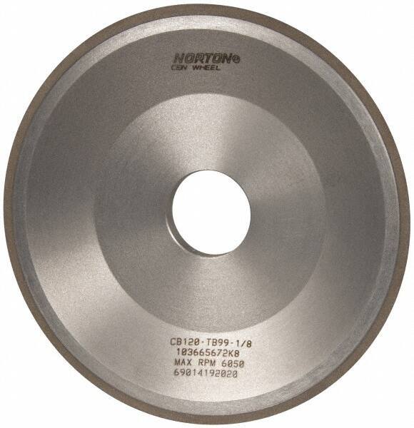 Norton - 6" Diam, 1-1/4" Hole Size, 3/4" Overall Thickness, 120 Grit, Type 12 Tool & Cutter Grinding Wheel - Fine Grade, CBN, Resinoid Bond - All Tool & Supply