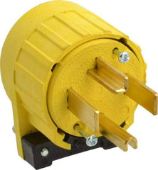 Pass & Seymour - 125/250 VAC, 30 Amp, 14-30P NEMA, Angled, Ungrounded, Specification Grade Plug - 3 Pole, 4 Wire, Yellow - All Tool & Supply