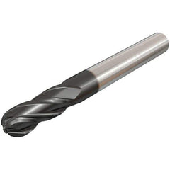 Iscar - 10mm Diam, 22mm LOC, 4 Flute Solid Carbide Ball End Mill - TiAlN Finish, Single End, 100mm OAL, 10mm Shank Diam, Spiral Flute - All Tool & Supply