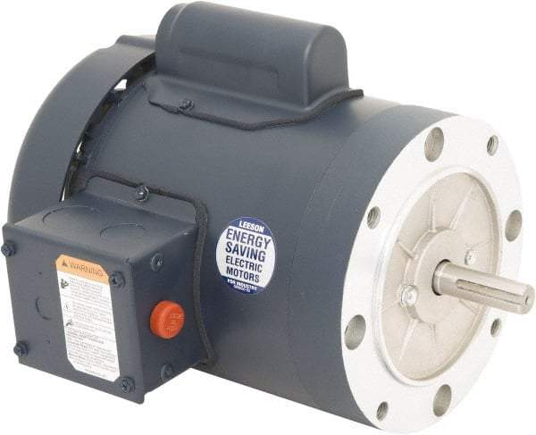 Leeson - 1 Max hp, 1,800 Max RPM, Capacitor Start Electric AC DC Motor - 115/230 V Input, Single Phase, 56C Frame, C-Face Mount, TEFC Enclosure - All Tool & Supply