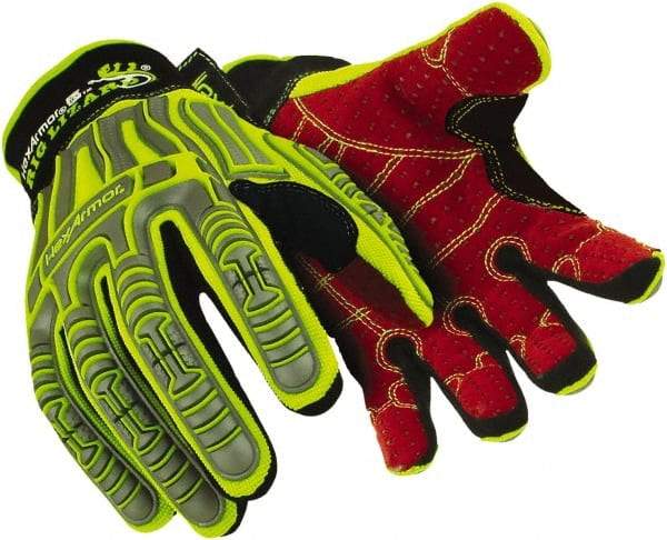 HexArmor - Size L (9), ANSI Cut Lvl 2, Puncture Lvl 2, HPPE Fiber Cut & Puncture Resistant Gloves - 11" Long, Hi-Vis Lime, Paired - All Tool & Supply