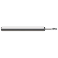 Corner Radius End Mill: 0.0394″ Dia, 0.0591″ LOC, 3 Flutes, Solid Carbide 42 ° Helix, Bright/Uncoated, Corner Radius End