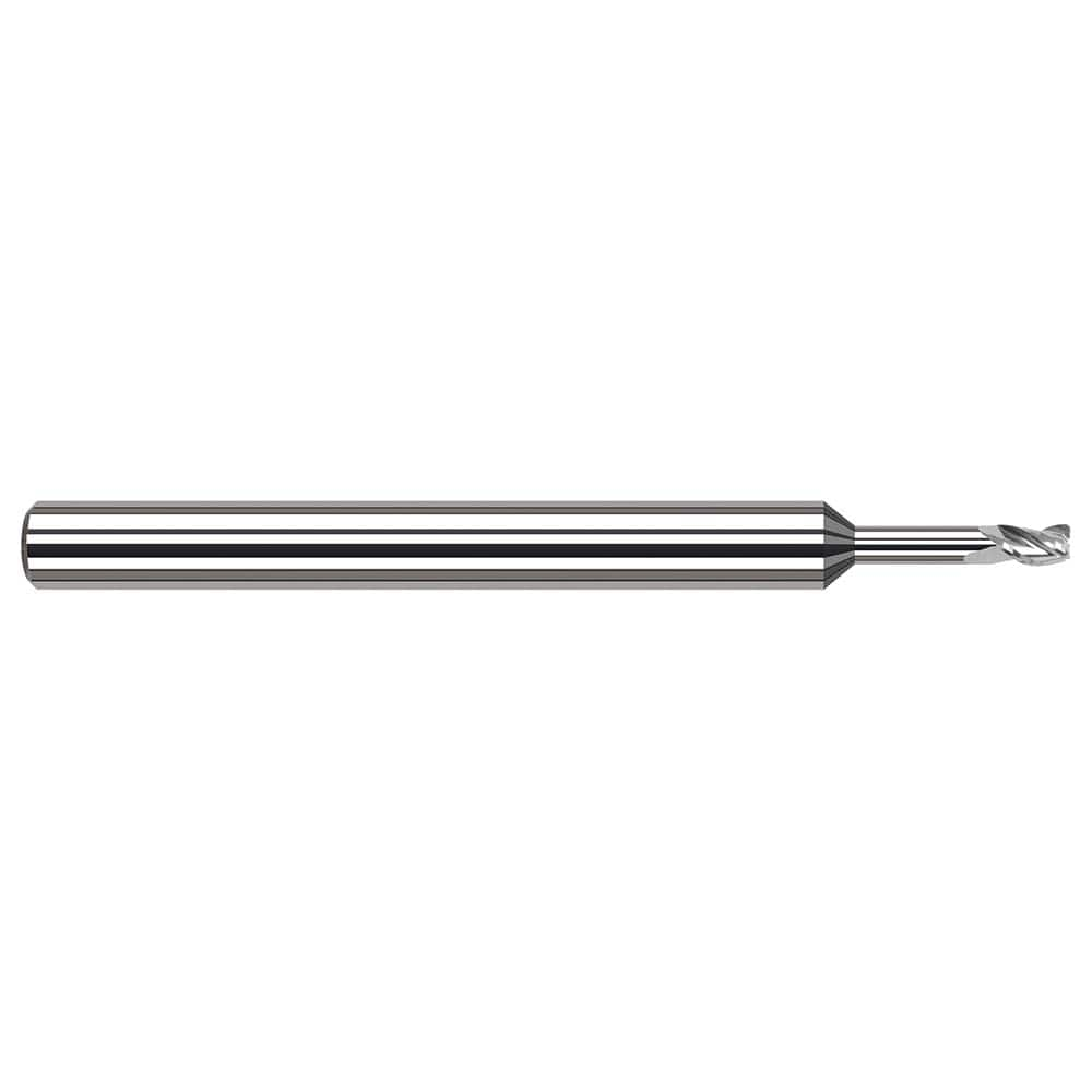 Corner Radius End Mill: 3/16″ Dia, 0.285″ LOC, 0.03″ Radius, 3 Flutes, Solid Carbide 3″ OAL, 3″ Shank Dia, Helix, Bright/Uncoated, Corner Radius End, Centercutting