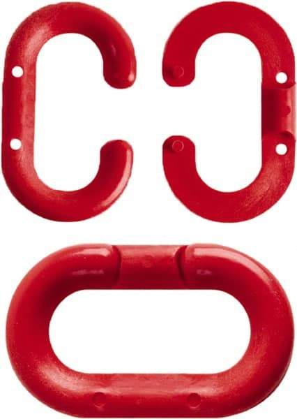 NMC - 2" High x 1/4" Long x 4" Wide Barrier Connecting Link - Plastic, Uncoated, Red, Use with Plastic Chain - All Tool & Supply