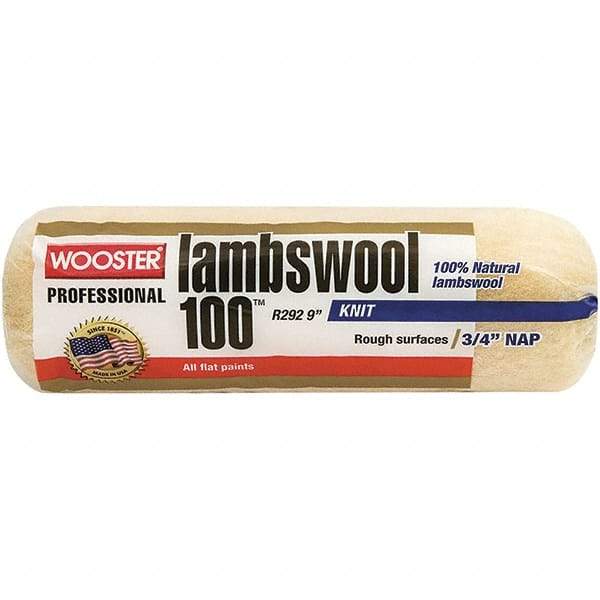 Wooster Brush - 3/4" Nap, 9" Wide Paint Roller - Semi-Rough to Rough Texture, Lambswool - All Tool & Supply