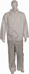 PRO-SAFE - Size 5XL Film Laminate General Purpose Coveralls - White, Zipper Closure, Elastic Cuffs, Open Ankles, Serged Seams, ISO Class 5 - All Tool & Supply