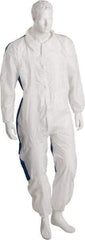 PRO-SAFE - Size 5XL SMS Chemical Resistant Coveralls - Blue, Zipper Closure, Elastic Cuffs, Elastic Ankles, Serged Seams, ISO Class 6 - All Tool & Supply