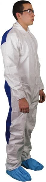 Non-Disposable Rain & Chemical-Resistant Coverall: Blue, SMS Zipper Closure, Elastic Cuff, Elastic Ankle