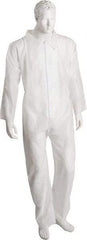 PRO-SAFE - Size 5XL SMS Chemical Resistant Coveralls - White, Zipper Closure, Elastic Cuffs, Elastic Ankles, Serged Seams, ISO Class 6 - All Tool & Supply