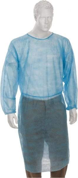 PRO-SAFE - Size Universal Blue Isolation Gown without Pockets - Polypropylene, Tie Front, Open Cuffs - All Tool & Supply