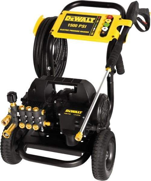 DeWALT - Electric, 13 Amp, 1.5 hp, 1,500 psi, 1.8 GPM, Cold Water Pressure Washer - Triplex Plunger, 25' x 1/4" Hose, 120 Max Volts - All Tool & Supply