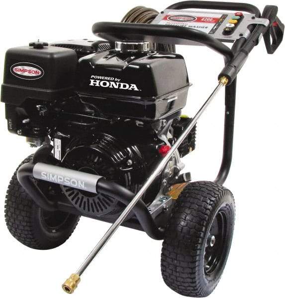 Simpson - Gas, 11.7 hp, 4,200 psi, 4 GPM, Cold Water Pressure Washer - AAA Triplex, 50' x 3/8" Hose - All Tool & Supply