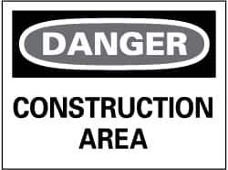 NMC - "Danger - Construction Area", 14" Long x 20" Wide, Aluminum Safety Sign - Rectangle, 0.04" Thick, Use for Security & Admittance - All Tool & Supply