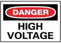 NMC - "Danger - High Voltage", 20" Long x 28" Wide, Aluminum Safety Sign - Rectangle, 0.04" Thick, Use for Accident Prevention - All Tool & Supply