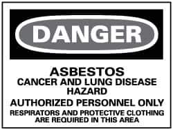 NMC - "Danger - Asbestos Cancer and Lung Disease Hazard - Authorized Personnel Only", 20" Long x 28" Wide, Rigid Plastic Safety Sign - Rectangle, 0.05" Thick, Use for Hazardous Materials - All Tool & Supply