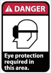 NMC - "Danger - Eye Protection Required in This Area", 14" Long x 10" Wide, Aluminum Safety Sign - Rectangle, 0.04" Thick, Use for Accident Prevention - All Tool & Supply