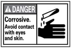 NMC - "Danger - Corrosive - Avoid Contact with Eyes and Skin", 14" Long x 10" Wide, Pressure-Sensitive Vinyl Safety Sign - Rectangle, 0.004" Thick, Use for Accident Prevention - All Tool & Supply