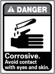 NMC - "Danger - Corrosive - Avoid Contact with Eyes and Skin", 14" Long x 10" Wide, Rigid Plastic Safety Sign - Rectangle, 0.05" Thick, Use for Accident Prevention - All Tool & Supply