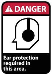 NMC - "Danger - Ear Protection Required in This Area", 14" Long x 10" Wide, Aluminum Safety Sign - Rectangle, 0.04" Thick, Use for Accident Prevention - All Tool & Supply