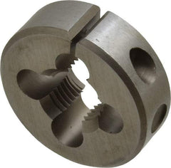 Irwin Hanson - 9/16-18 UNF Thread, 1-1/2" Outside Diam Carbon Steel Round Die - 1/2" Thick, Left Hand Thread, Adjustable - Exact Industrial Supply